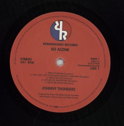 Johnny Thunders & The Heartbreakers So Alone UK 2-LP vinyl